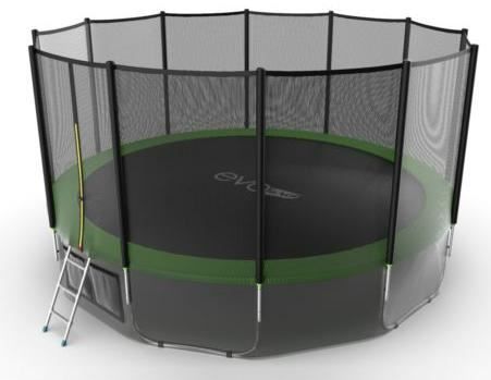 Батут с внешней сеткой и лестницей Evo Jump External 16ft (Green) + нижняя сетка