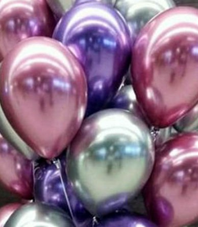 Ассорти хром США серебро, пурпур, клюква латексных шаров с гелием