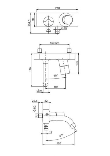 Смеситель для ванны Fima - carlo frattini Fluid F3854/1 схема 1