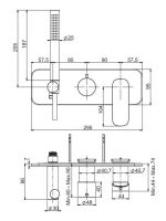 Смеситель для ванны c душем Fima - carlo frattini Quad F3739NX2 схема 1