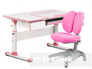 Парта-трансформер для школьника Toru Pink Cubby+Ортопедическое кресло FunDesk Solerte Grey с розовым чехлом!