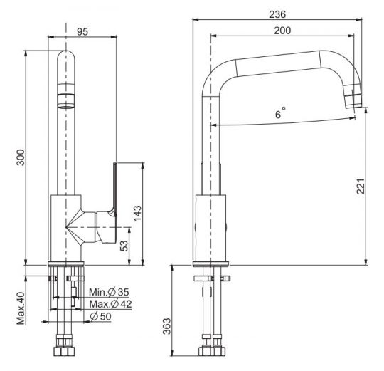 Кухонный смеситель с "г-образным" изливом Fima - carlo frattini Mast Kitchen F3137/1 схема 1