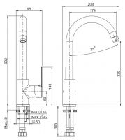 Смеситель для кухонной мойки с изогнутым изливом Fima - carlo frattini Mast Kitchen F3137/3 схема 1