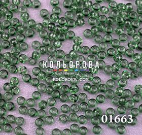 Бисер чешский 01663 травяной зеленый прозрачный блестящий Preciosa 1 сорт