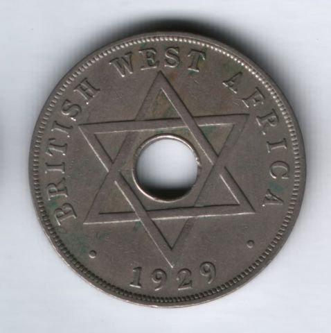 1 пенни 1929 года Западная Африка, редкий год