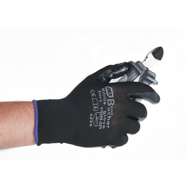 Перчатки для механических работ с нитриловым покрытием, черные, размер L