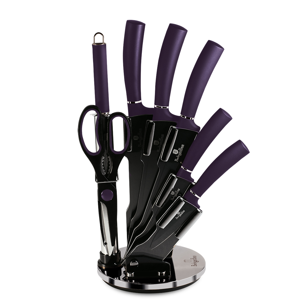 BH-2560 Royal Purple Metallic Line Набор ножей на подставке 8 пр.