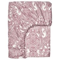 JATTEVALLMO ЙЭТТЕВАЛЛМО, Простыня натяжная, белый/темно-розовый, 160x200 см - 304.610.47