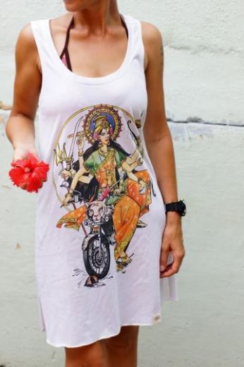 Трикотажное платье с индийским божеством Дурга (Москва)