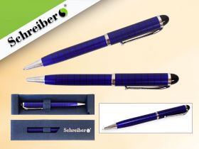 Ручка шариковая металлическая в футляре, синие чернила, синий корпус (арт. S 2852)