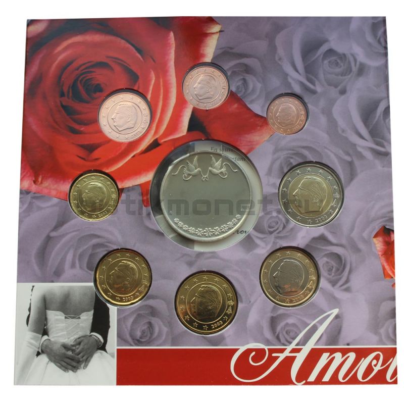 Годовой набор монет ЕВРО 2003 Бельгия Свадьба (8 штук и жетон)