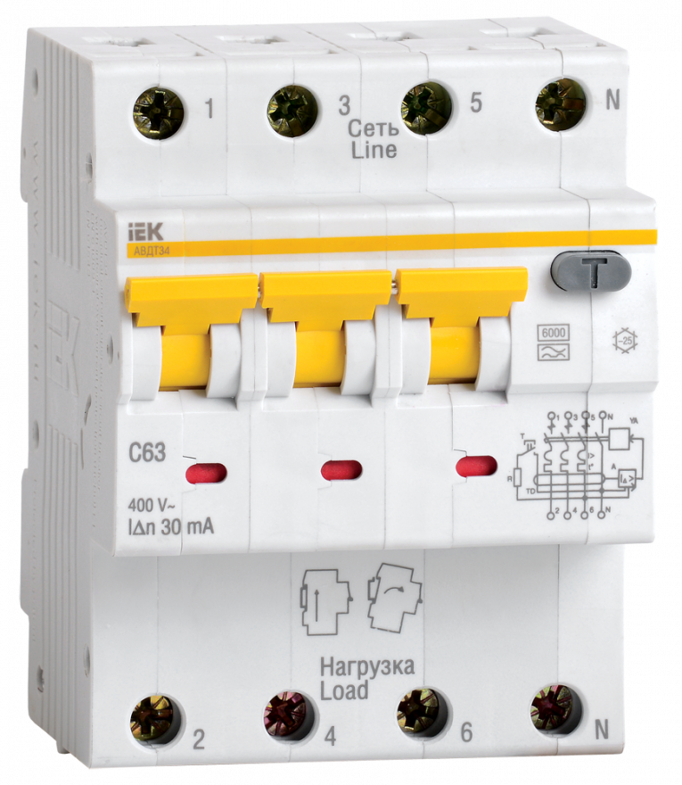 Автоматический выключатель дифференциального тока IEK MAD22-6-016-C-10