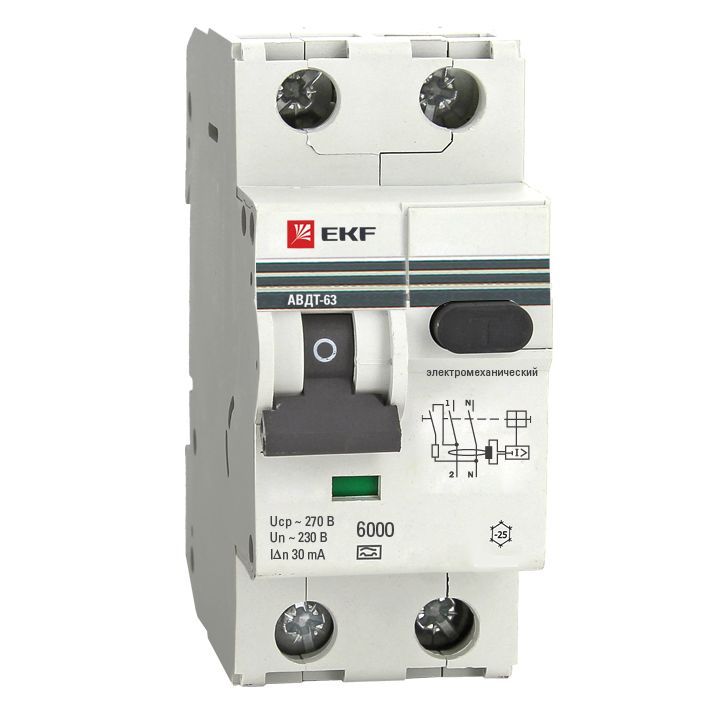 EKF автомат. выкл. диф. тока АВДТ-63 40А/30мА (хар-ка C, электромех. УЗО типа A) 6кА  DA63