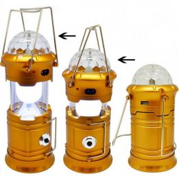 Фонарь кемпинговый раздвижной с диско-шаром и солнечной батареей (цвет Золотистый), вид 3
