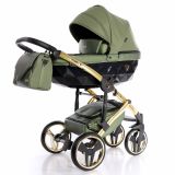 JUNAMA SAPHIRE JSH-07 Коляска детская 2 в 1 (зеленый/рама золото)