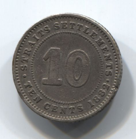 10 центов 1882  Стрейтс Сетлментс