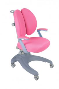 Детское кресло Solerte Grey FUNDESK с фиксированными подлокотниками + c розовым чехлом в подарок!