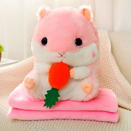 Подушка игрушка Хомяк с пледом, цвет розовый, вид 5