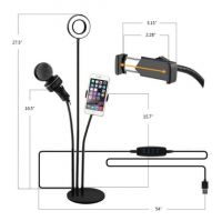 Штатив-держатель смартфона и микрофона с кольцевой LED лампой-2