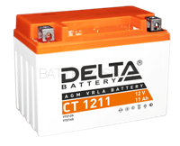 11Ah Delta 12V CT 1211 AGM с эл. (009 901 V, YTZ12S, YTZ14S)