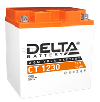 30Ah Delta 12V CT 1230 AGM с эл. (030 400 V,  
YB30L-B, YTX30L, YTX30L-BS)