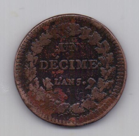 Десим - 10 сантим 1796 Франция L'AN 5