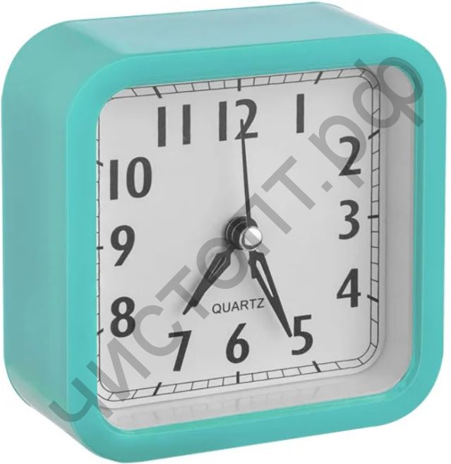 Часы -будильник настол. Perfeo Quartz "PF-TC-019", квадратные 10*10 см, зелёные