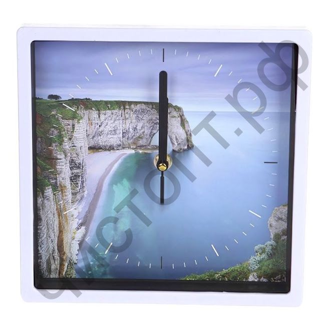 Часы настенные Perfeo "PF-WC-005", квадратные 22*22 см, белый корпус / морской залив циферблат