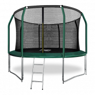 Батут Arland 12FT премиум с внутренней страховочной сеткой и лестницей (Dark green)