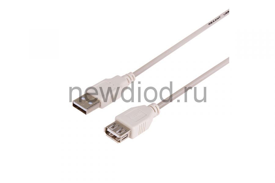 Кабель USB (шт. USB A - гн. USB A) 1.8 метра, серый REXANT