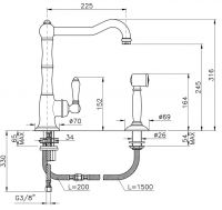 Смеситель для раковины Nicolazzi 3450WS с выдвижным душем схема 2