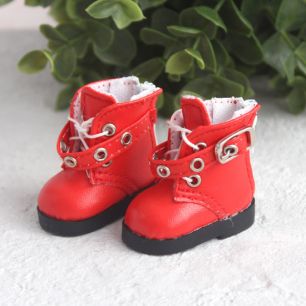 Обувь для кукол - Высокие красные ботинки с люверсами 5 см.