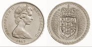 Новая Зеландия 1 доллар 1967 Герб. Шайба
