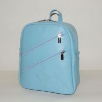 Голубой кожаный рюкзак женский  "Богдана"