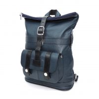 Синяя кожаная сумка-рюкзак  "Вито"