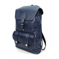 Рюкзак кожаный синий  "Джинсовый"
