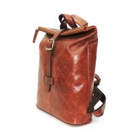 Рыжая кожаная сумка-рюкзак  "Пиа"