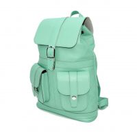 Кожаный рюкзак женский зеленый  "Цвет мяты"