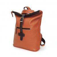 Оранжевая кожаная сумка-рюкзак  "Борнео"