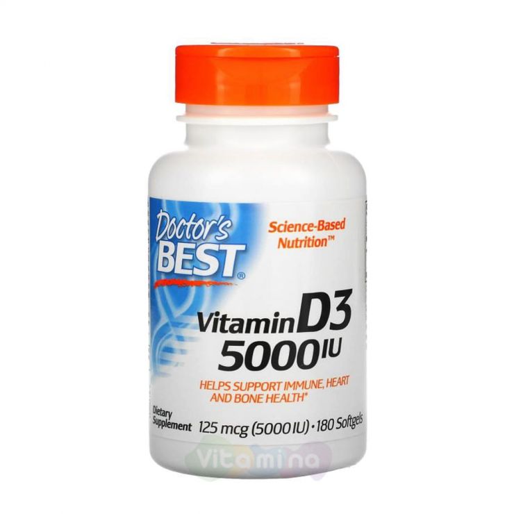 Doctor's Best Витамин D3  5 000 МЕ, 180 капсул