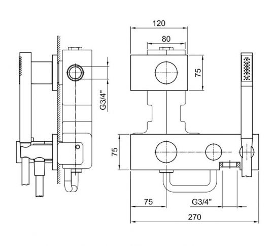 Термостатический смеситель для ванны и душа Fantini Milano 4712B с лейкой SUN схема 1