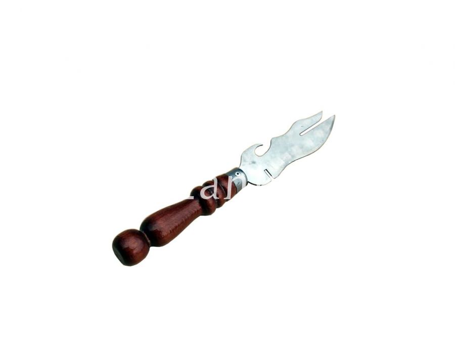 Вилка-нож для снятия мяса с шампура с ручкой дерево