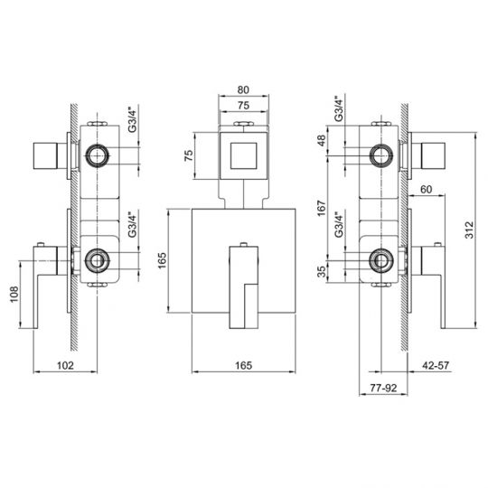 Термостатический встраиваемый смеситель Fantini AR/38 3901SB схема 2