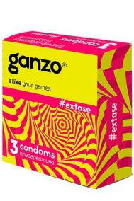 Презервативы Ganzo Extase точечно-ребристые, 3 шт.