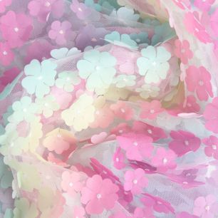 Мягкий фатин (еврофатин) - Радужные цветочки 130х25