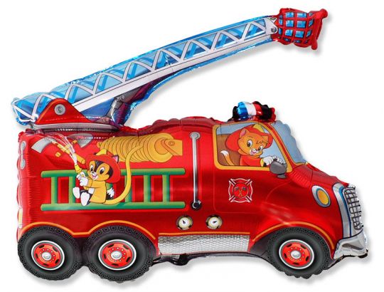 Пожарная машина, звериный экипаж шар фольгированный с гелием