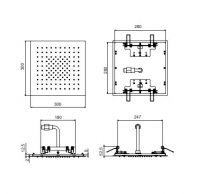 Многофункциональный верхний душ Fantini Acquafit K052 квадратный 30х30 схема 1