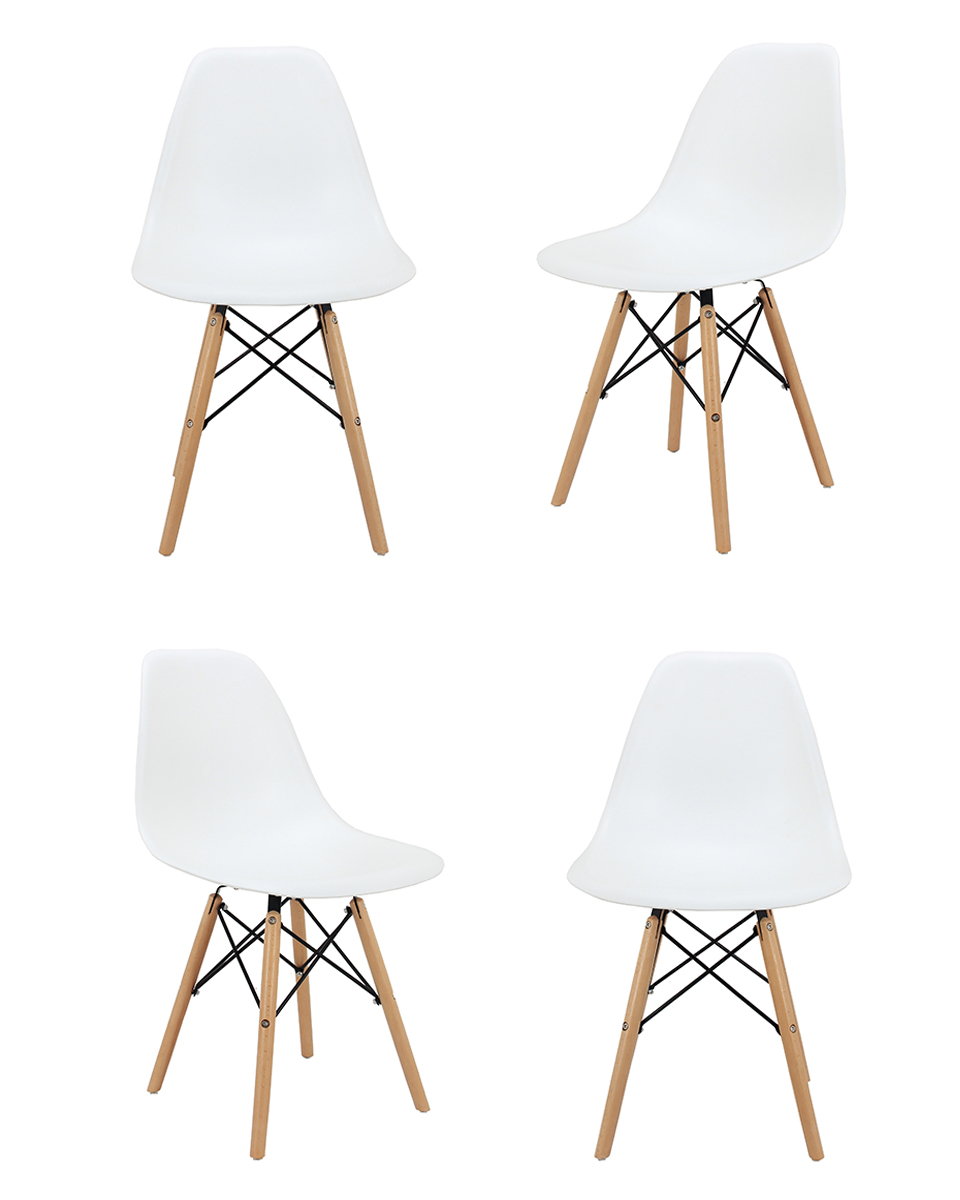 Комплект стульев 4 шт для кухни. Стул Eames Style DSW белый. Стул Eames DSW White. Комплект стульев Eames DSW, 2 шт.. Комплект стульев для кухни DSW Style, 4 шт..