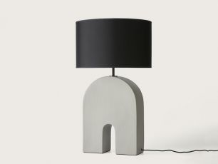 Настольная лампа Home хромированный металл + черный абажур