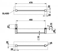 Полотенцедержатель для крепления на стекло Gessi Rilievo 59564 47,8х6,8 схема 1